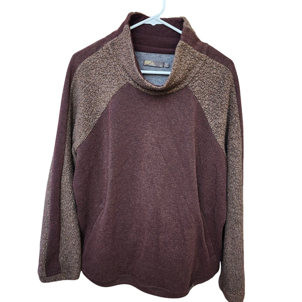 Prana Lockwood Cocoa Heather Brown cowl-neck wool-blend pullover sweater XL